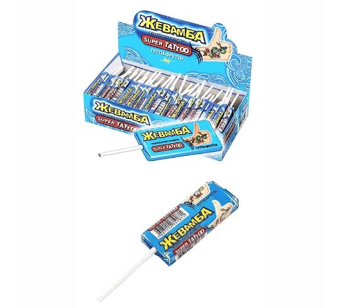 Жевательная конфета Канди Клаб 10гр*50*(12бл) Жевамба Super tatооТутти-Фрутти