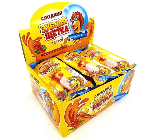 Сахарная конфета и жидкая карамель Канди Клаб 15гр*30*(12бл) Зубная щётка с пастой