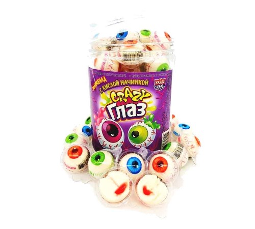 Мармелад Канди Клаб 10гр*30*(20бан) Crazy Глаз с кислой начинкой