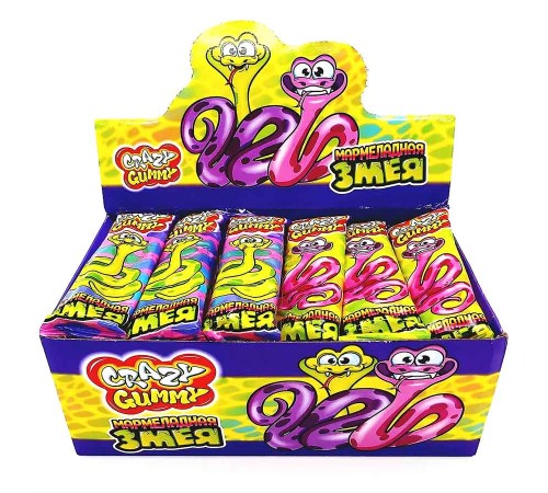 Мармелад Канди Клаб Crazy Gummy 15гр*36*(12бл) Мармеладная Змея