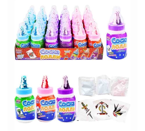 Карамель Канди Клаб  5гр*30*(12бл) Соска Лолли с кислой пудрой и тату