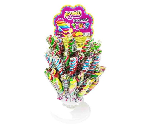 Карамель Канди Клаб 15гр*60*(6стендов) Лизунец Фруктовый твист  на палочке