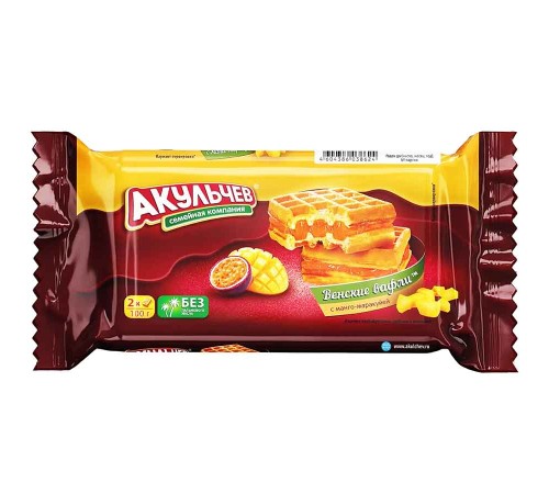Вафли"Акульчев"Венские" 100г*22 Манго маракуйя