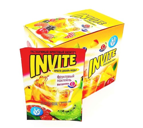 INVITE  растворимый напиток 9гр*24*(8бл) Фруктовый коктейль