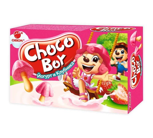 Чоко Бой печенье грибочки 45 г*30 Клубника йогурт