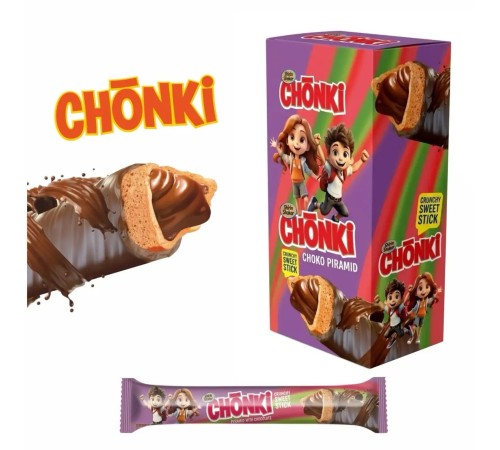 Сладкие палочки хрустящие CHONKI 20гр*20шт*(12бл) Шоколад