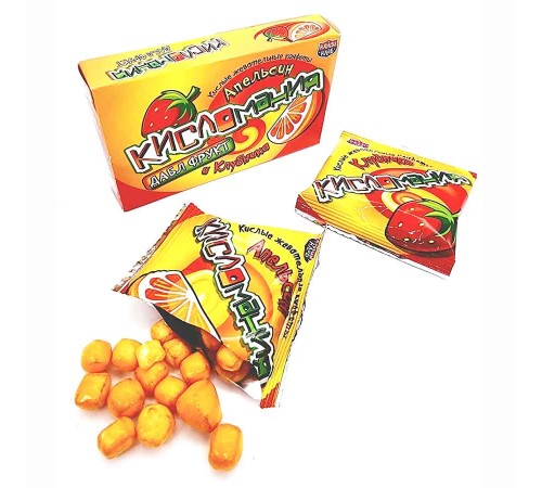 Жевательная конфета Канди Клаб 14гр*30*(12бл) Кисломания Дабл фрукт Апельсин и клубника
