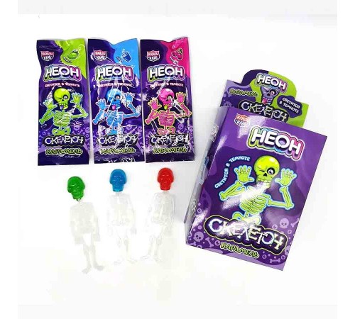 Карамель Канди Клаб 10гр*30*(12бл) Неон Скелетон на неоновой палочке