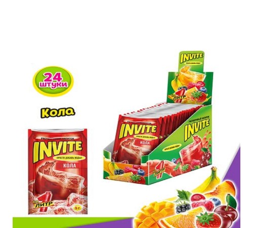 INVITE  растворимый напиток 5гр*24*(8бл) Кола