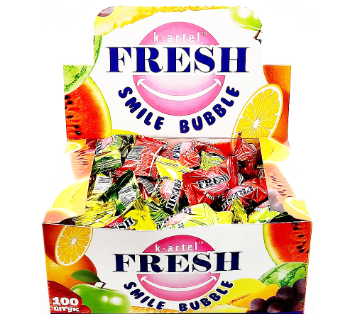 Жевательная резинка Канди Клаб Дражированная  *100*(20бл) Fresh Smile Bubble Ассорти