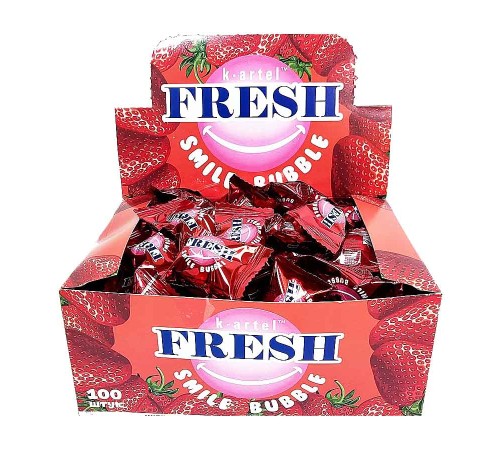 Жевательная резинка Канди Клаб Дражированная  *100*(20бл) Fresh Smile Bubble Клубника