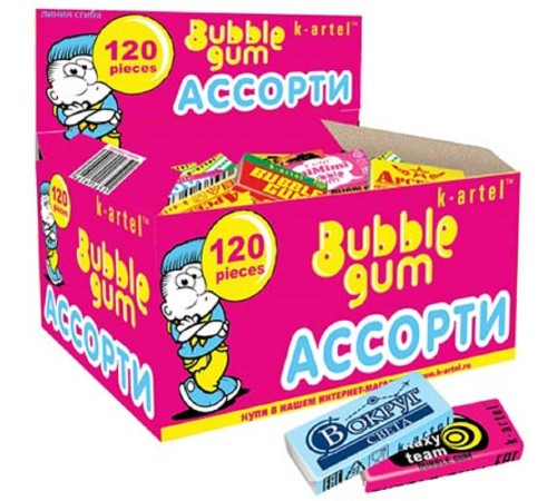 Жевательная резинка Канди Клаб не Дражированная  *120*(10бл) Ассорти