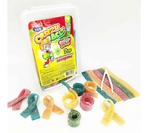 Мармелад Канди Клаб Crazy Gummy Crazy Belt  7гр*86*(12бан) Ассорти в кислой обсыпке