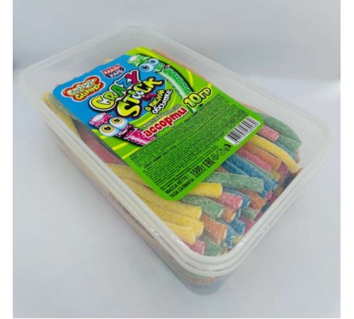 Мармелад Канди Клаб Crazy Gummy Crazy STICK 10гр*150*(8бан) Ассорти в кислой обсыпке