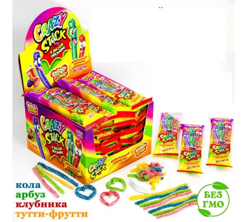 Мармелад Канди Клаб Crazy Gummy Crazy STICK 20гр*24*(12бл) Ассорти