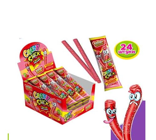 Мармелад Канди Клаб Crazy Gummy Crazy STICK 20гр*24*(12бл) Клубника