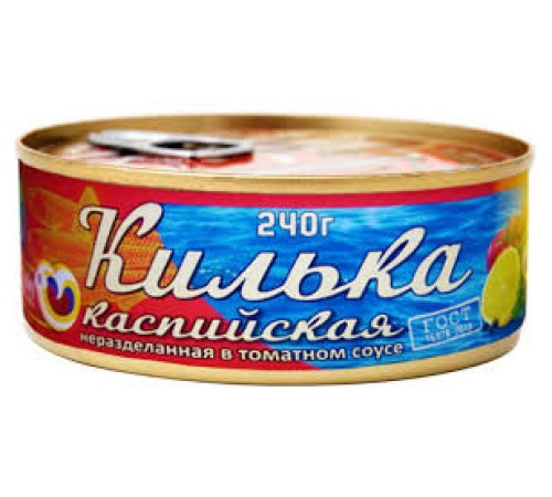Килька Каспийская неразделанная обжаренная в т/с ГОСТ 240гр*24, ключ