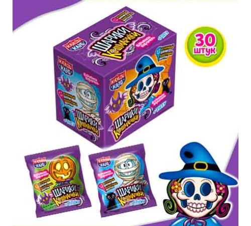 Карамель Канди Клаб Взрывная  1гр*30*(12бл) Шарики-Кошмарики  с тату