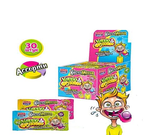 Жевательная конфета Канди Клаб 12гр*30*(12бл) Кисломания Клево-Фруктово