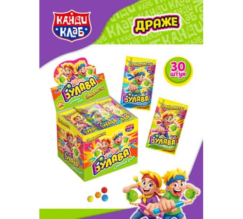 Сахарное драже  Канди Клаб 2гр*30*(12бл) Приколисты Нунчаки Булава