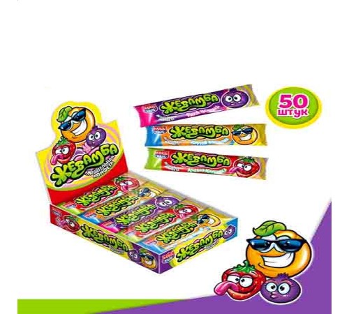 Жевательная конфета Канди Клаб 10гр*50*(18бл) Жевамба Ассорти