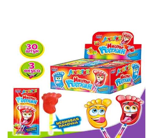 Карамель Канди Клаб Лучистик на неон.палочке 10гр*30*(12бл) Мистер Пяткин