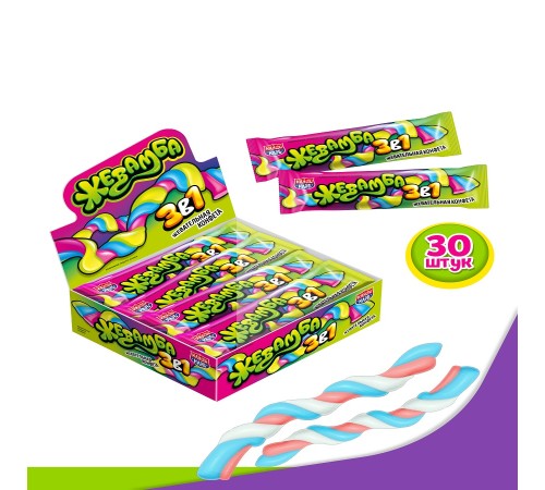 Жевательная конфета Канди Клаб 12гр*30*(12бл) Жевамба 3в1