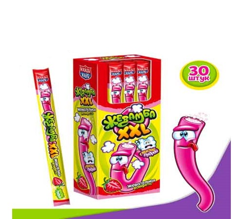 Жевательная конфета Канди Клаб 15гр*30*(12бл) Жевамба XXL со вкусом Клубники