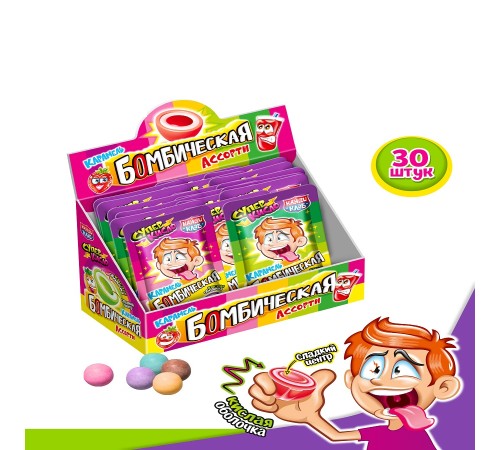 Карамель Канди Клаб 13гр*30*(12бл) Бомбическая Ассорти
