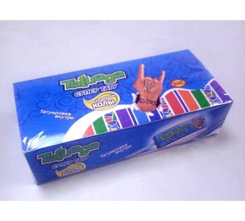 Жевательная конфета  Tatuaqa на палочке с тату 10г*50*(12бл) Кола