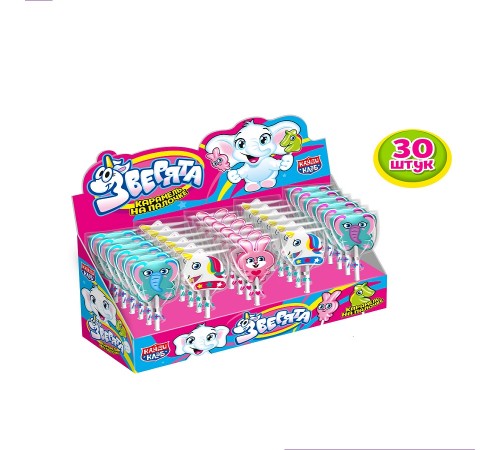 Карамель Канди Клаб 15гр*30*(12бл) Зверята на палочке