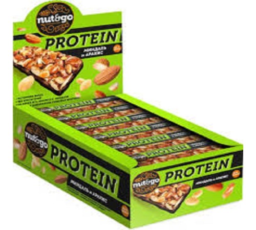 Батончики Protein Nut&Go 36г*18*(8бл) Миндаль и Арахис