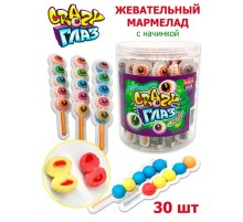 Мармелад Канди Клаб 10гр*30*(12бан) Crazy Глаз с кислой начинкой на палочке