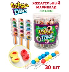 Мармелад Канди Клаб 10гр*30*(12бан) Crazy Глаз с кислой начинкой на палочке