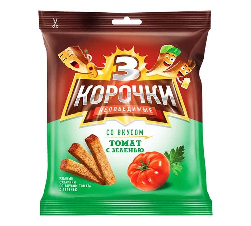 Три Корочки Ржаные"Томат/зелень"40г*60