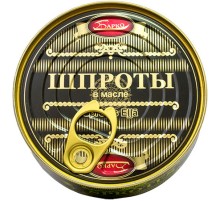 Шпроты в масле из каспийской кильки ГОСТ Рыбная деревня 160гр*24 ключ