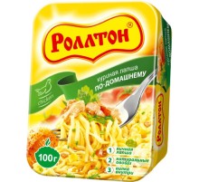 Лапша По-Домашнему"Роллтон 90г*24 Курица (лоток)