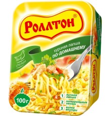Лапша По-Домашнему"Роллтон 90г*24 Курица (лоток)