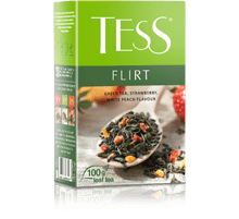 Тесс Чай 100г*15 Флирт зеленый/бел.персик/клубника - листовой