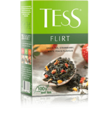 Тесс Чай 100г*15 Флирт зеленый/бел.персик/клубника - листовой