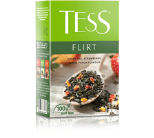 Тесс Чай 100г*15 Флирт зеленый/бел.персик/клубника - листовой