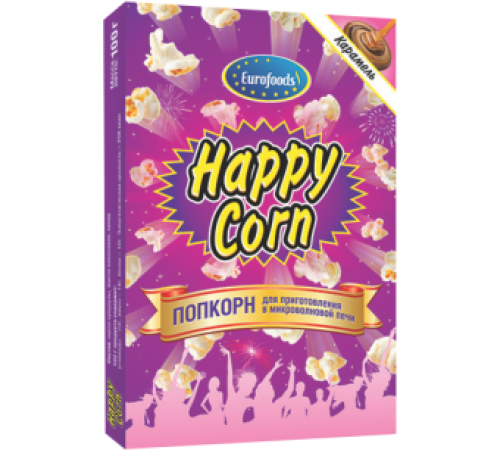 ПопКорн для СВЧ"Happy Corn" карамельный 100г*20