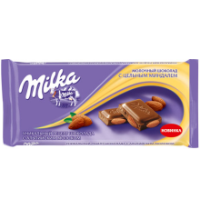 Милка шоколад 80гх20шт. Миндаль цельный