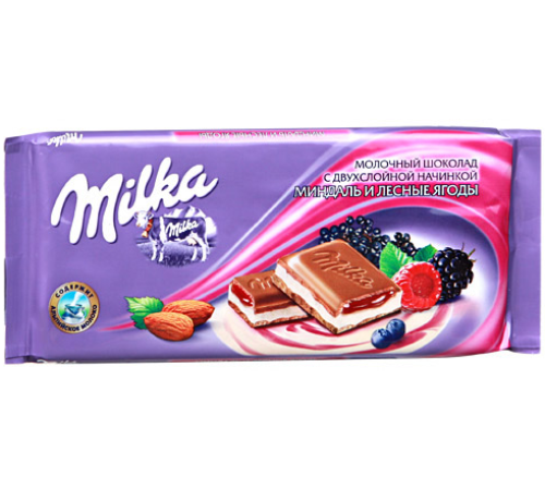 Милка шоколад 80гх20шт. Миндаль/Лесн.ягоды