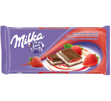 Милка шоколад 80гх20шт. Клубника/Сливки