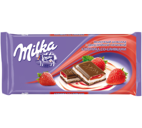 Милка шоколад 80гх20шт. Клубника/Сливки