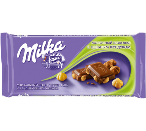 Милка шоколад 80гх19шт. Фундук цельный