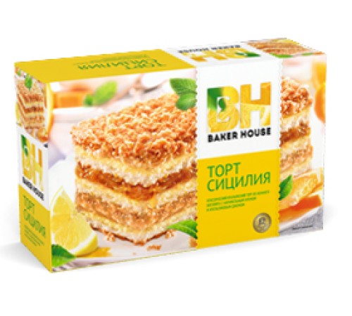 Торт бисквитный Baker House 350г*8 Апельсин (Сицилия)