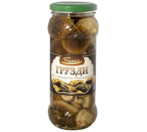 Грибные грузди маринованные"Барко" 580мл*12  ст/банке