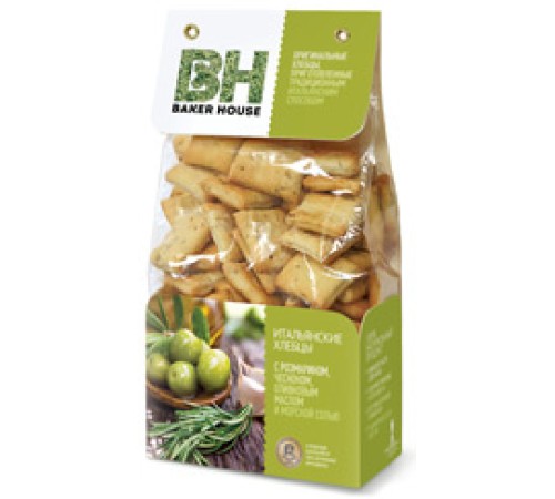 Итальянские хлебцы Baker House с Розмарином,чесноком,олив.маслом и морской солью 250г*7